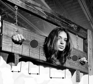 Helpless girls in pillories. South Africa, Pretoria, Gezina